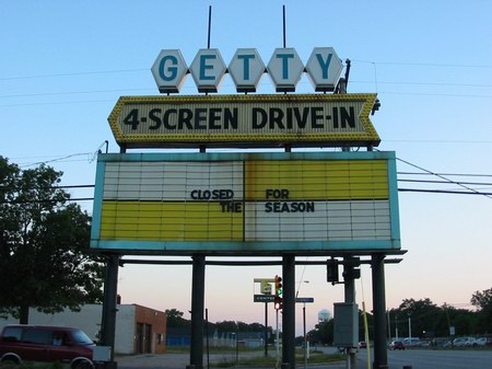 Getty 4 Drive-In Theatre - Marquee - Photo From Water Winter Wonderland